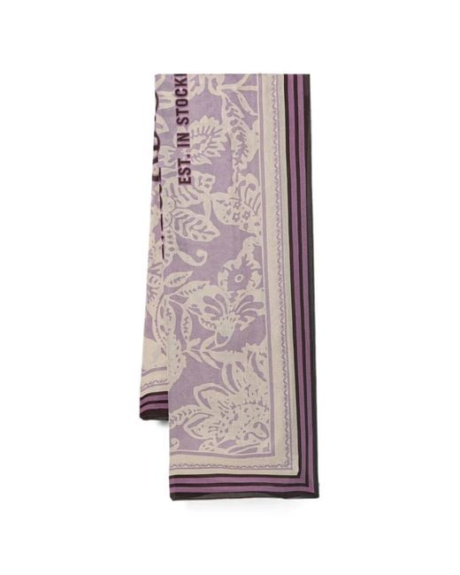 Marc O' Polo Purple Floral-Print Scarf