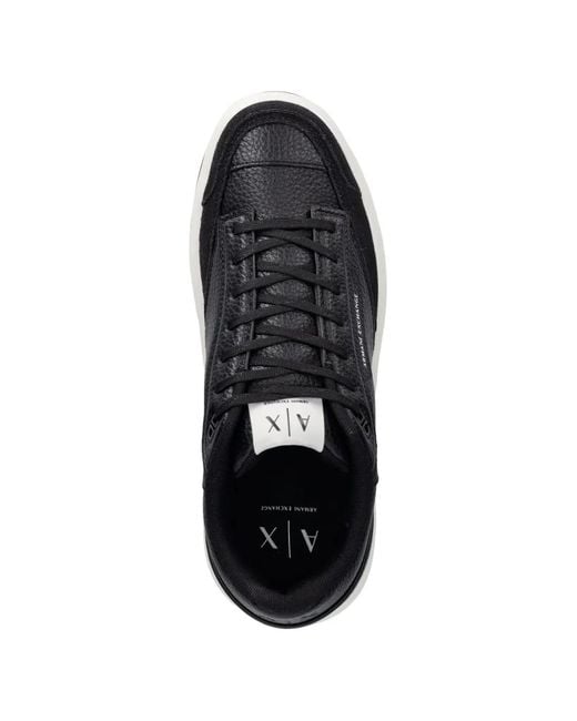 ARMANI EXCHANGE Black Pebbled Sneakers for men
