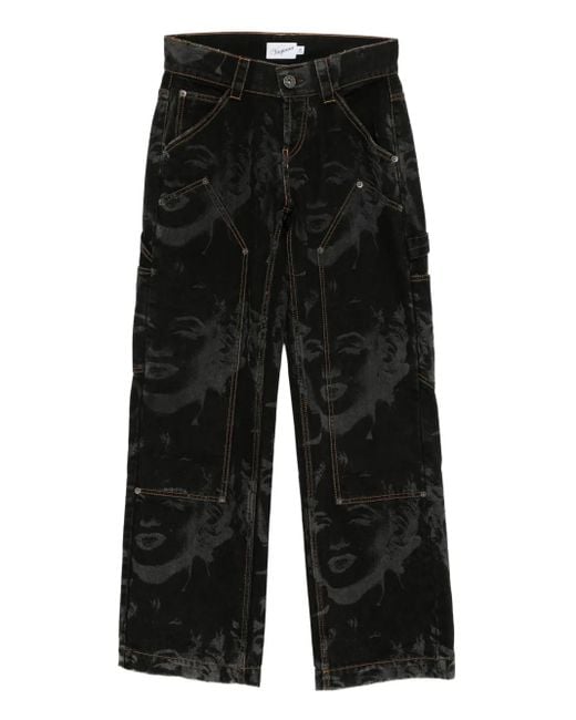 VAQUERA Black All-Over Graphic Print Jeans