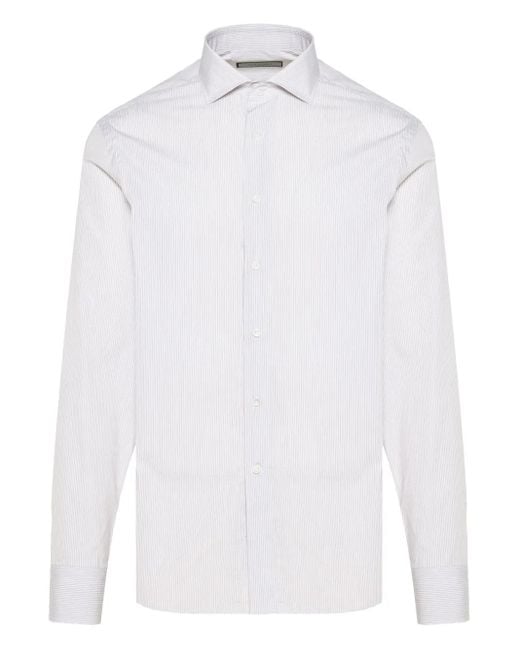 Canali White Striped Shirt for men