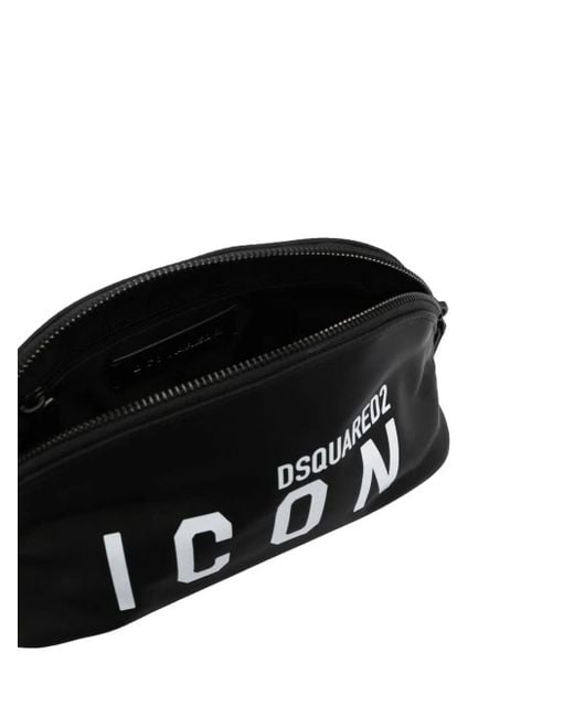 DSquared² Black Kosmetiktasche Mit Logo-Print