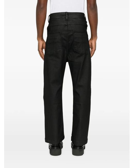 Thom Krom Black Coated Straight-Leg Trousers for men