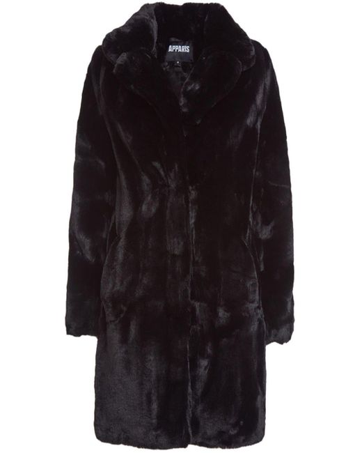 Apparis Black Faux-fur Easy Coat