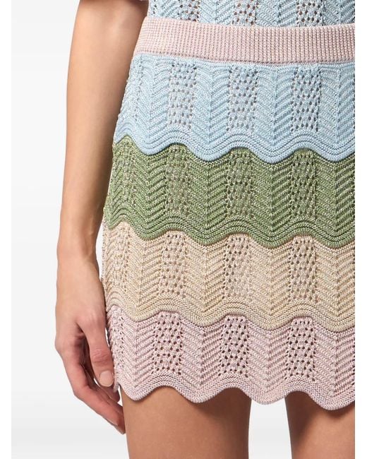 Philipp Plein Green Mini Wave Skirt