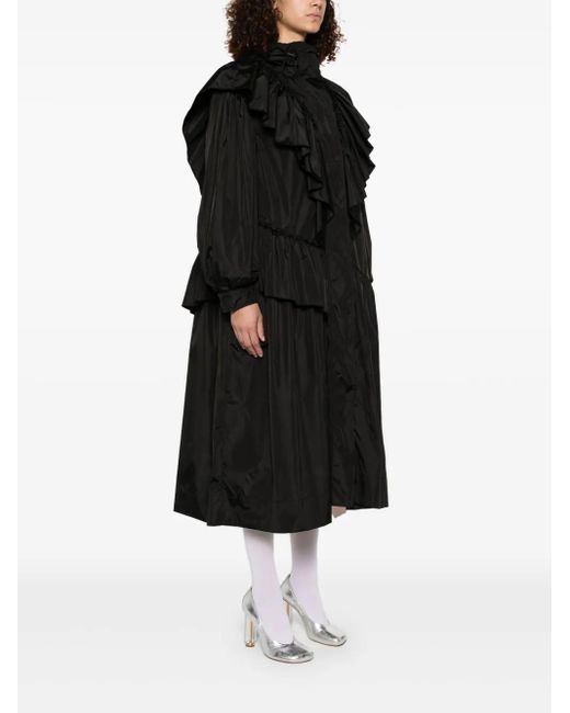 Simone Rocha Black Ruffle-Detail Coat
