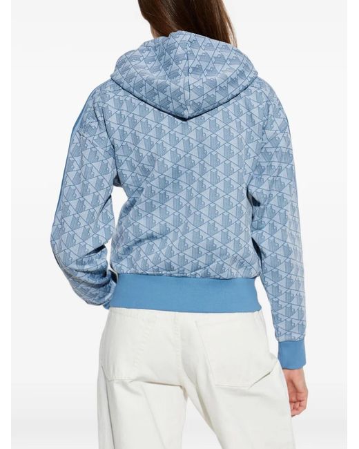 Lacoste Blue Monogram-Print Zip-Up Hoodie