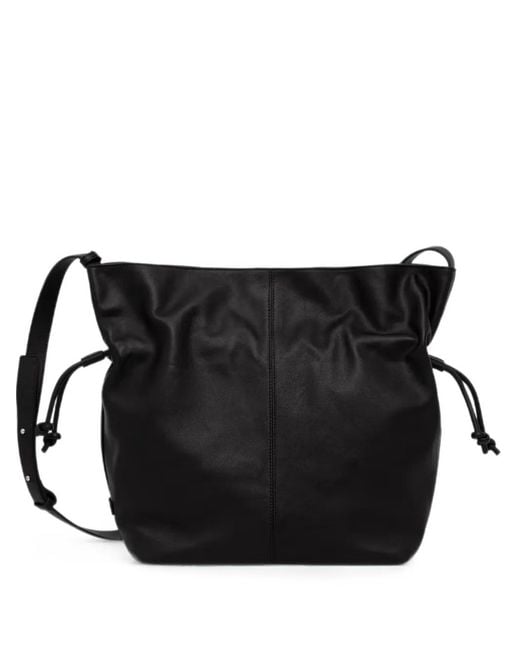 Marc O' Polo Black Sienna Drawstring Leather Bucket Bag