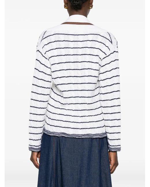 McQueen White Striped Cardigan