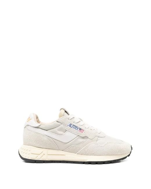 Autry White Reelwind Leather Panelled Sneakers