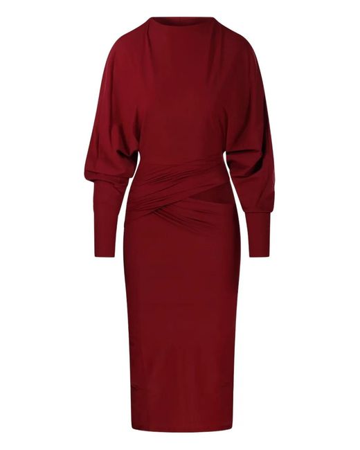 Amazuìn Red Karen Draped Open Back Dress