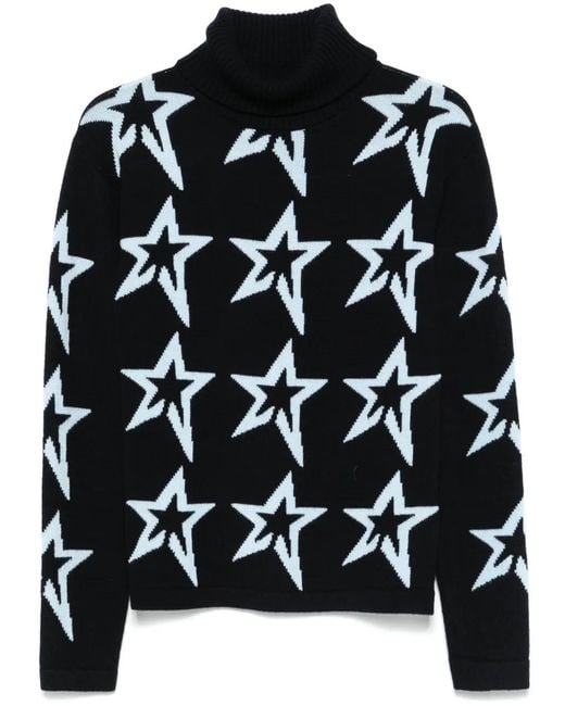 Perfect Moment Black Star Dust Wool Turtleneck Sweater