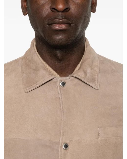 Barba Napoli Natural Buttoned Leather Jacket for men
