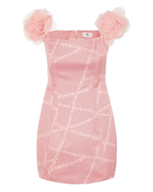 Elisabetta Franchi Pink Duchesse Satin Mini Dress