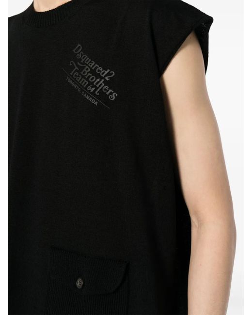 Débardeur En Maille Fine À Logo Imprimé DSquared² pour homme en coloris Black