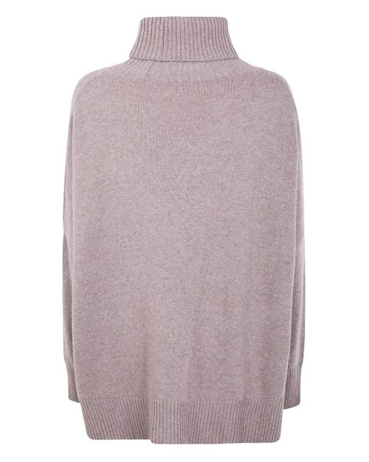 Ma'ry'ya Purple Two-Pocket Roll-Neck Sweater