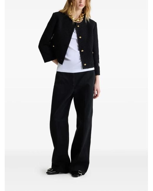 Patou Black Collarless Tweed Jacket