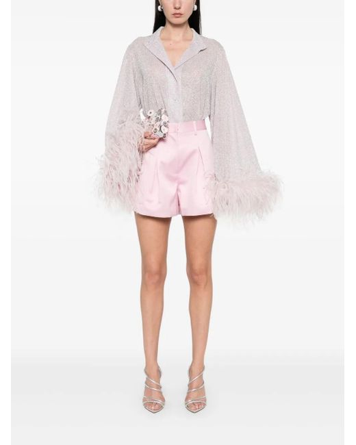 ROTATE BIRGER CHRISTENSEN Pink Satin High-Waisted Shorts