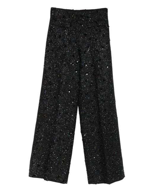 Sandro Black Sequin-Embellished Trousers