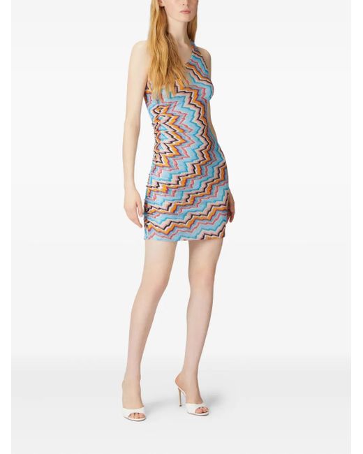 Missoni Blue Zigzag-Pattern Mini Dress