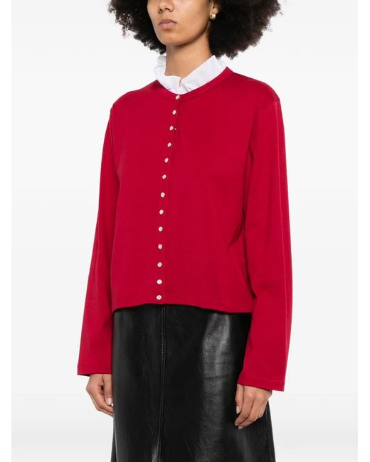 Agnes B. Red Snap-Button Cardigan