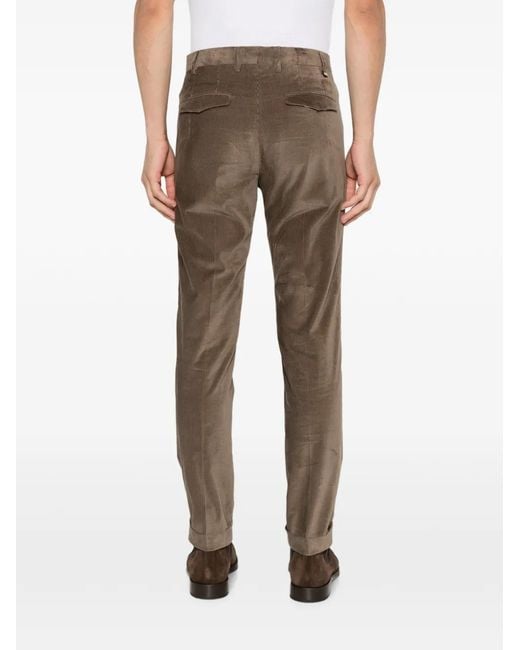 PT Torino Gray Corduroy-Texture Turned-Up Trousers for men