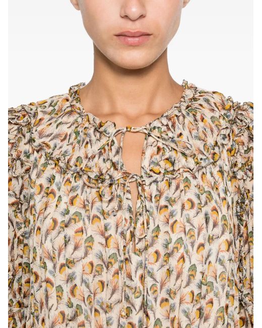 Ulla Johnson Midi-Jurk Met Bloemenprint in het Natural
