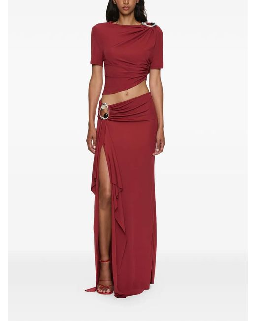 Christopher Esber Red Orica Cascade Crystal Jersey Skirt