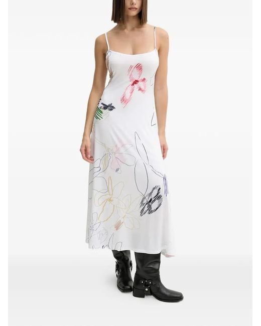 Desigual White Floral Print Midi Dress (Set Of Two)