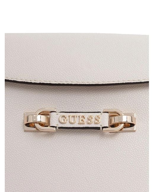 Guess White Logo-Plaque Pebbled Tote Bag