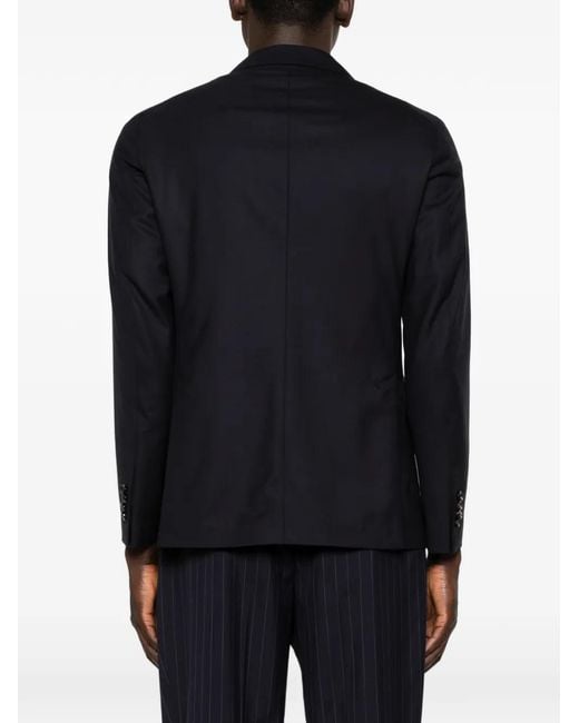 Tagliatore Blue Notched-Lapel Patch-Pocket Blazer for men