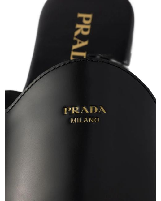 Mules Con Logo Goffrato di Prada in Black