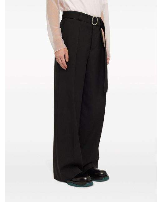 Jil Sander Black Belted Wide-leg Wool Trousers for men