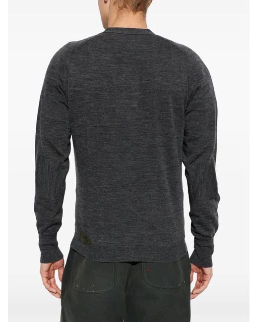 Maison Margiela Black Distressed-Effect V-Neck Cardigan for men