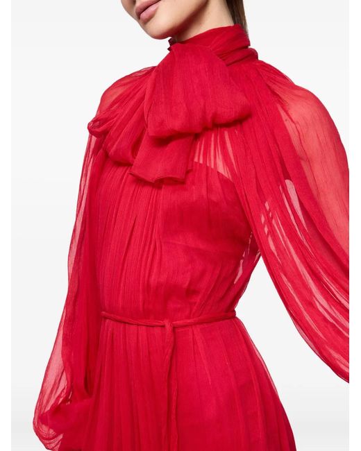Atu Body Couture Red Pleat-Detail Maxi Dress
