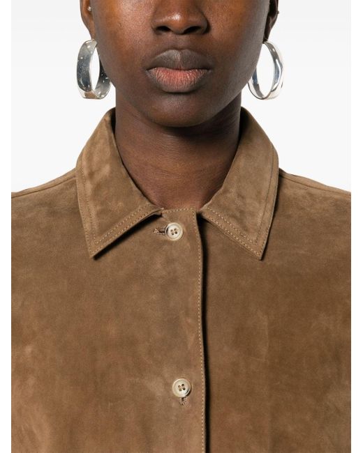 Chemise à empiècements en daim Totême  en coloris Brown