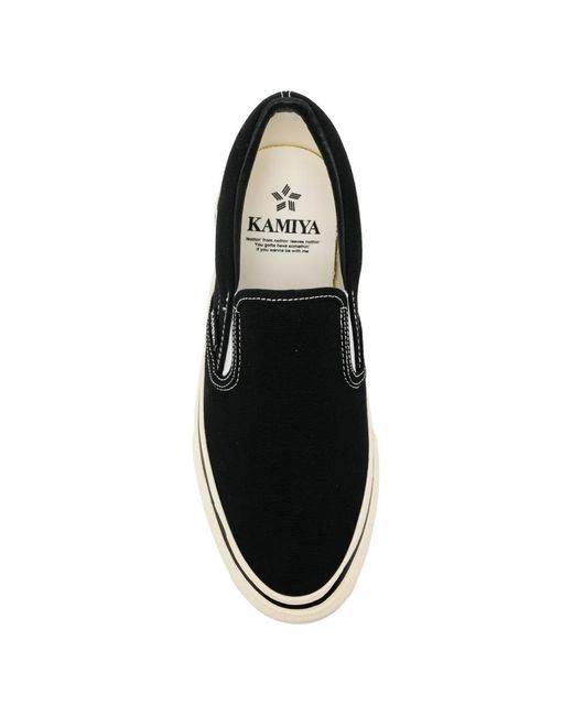 KAMIYA Black Contrast-Trim Slip-On Sneakers for men
