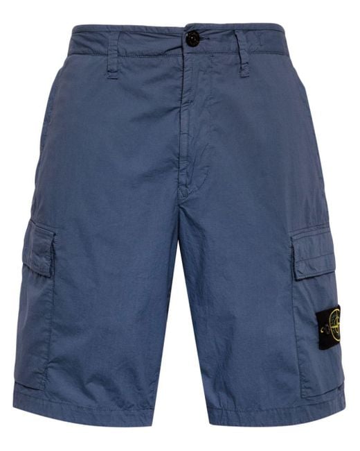 Stone Island Blue Compass-badge Cargo Shorts for men