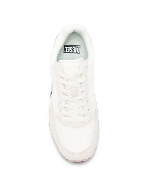 DIESEL White Logo-Patch Panelled Sneakers for men