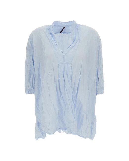 Daniela Gregis Blue Kora Crinkled-Cotton Shirt