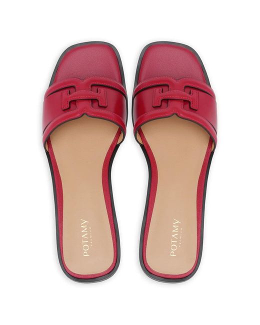 POTAMY Pink Cut-Out Leather Sandals