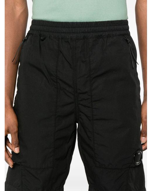 C P Company Black Mid-rise Ripstop Shorts for men
