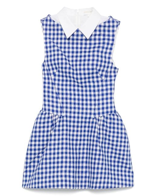 ShuShu/Tong Blue Gingham Check-Print Mini Dress