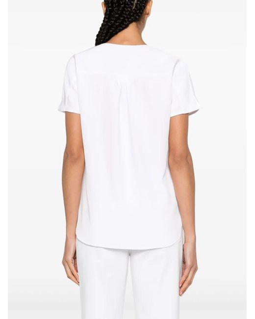Kiton White V-Neck Silk T-Shirt