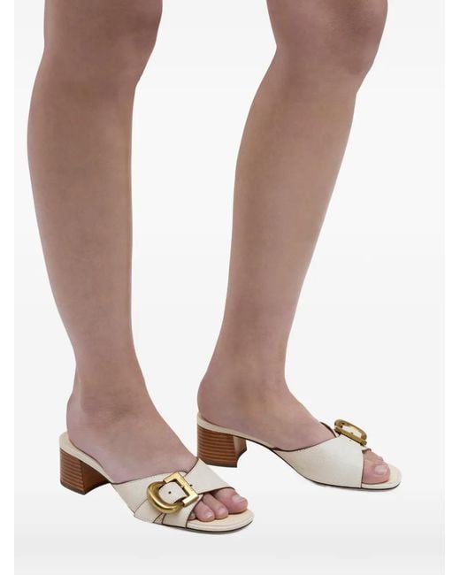 Marc Jacobs Natural Buckle-Detail Heeled Sandals