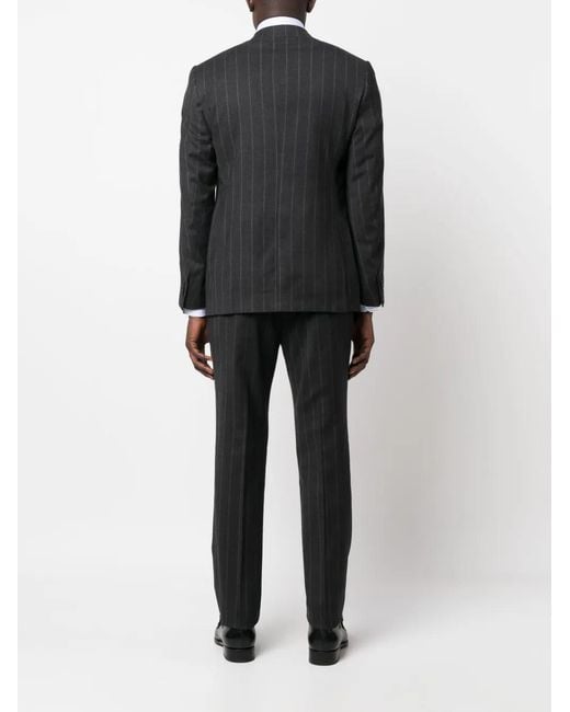 Corneliani Black Pinstripe-Pattern Single-Breasted Suit for men