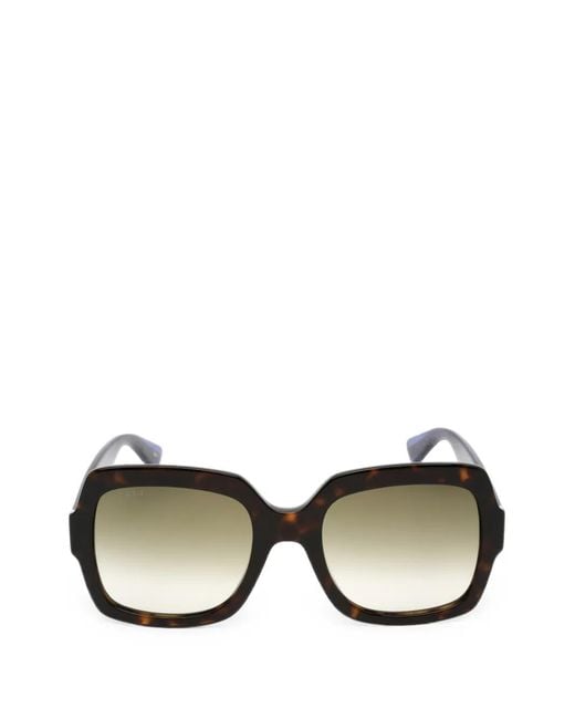 Gucci Black Tortoiseshell-Effect Square-Frame Sunglasses for men