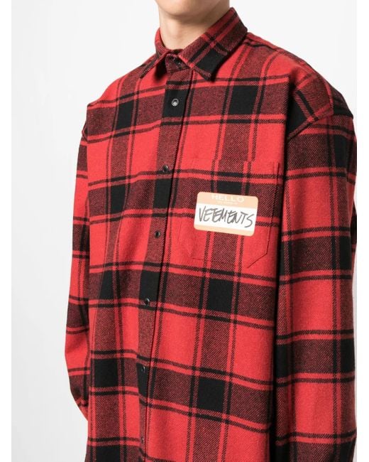 Vetements Red Hello My Name Is Cotton Shirt for men