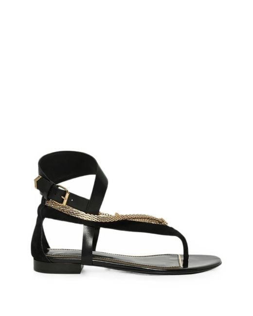 Lanvin Black Chain-Embellished Buckle-Fastening Sandals