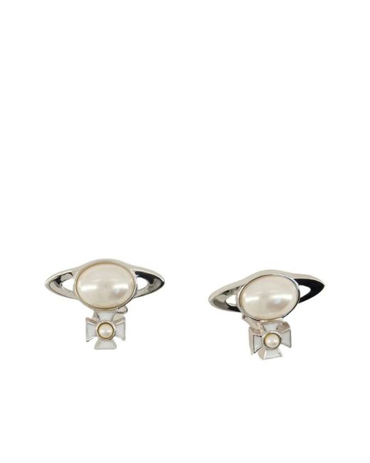 Vivienne Westwood White Gaby Orb Pearl Earrings