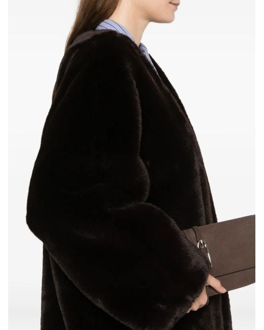 Frankie Shop Black Offener Mantel Aus Faux Fur